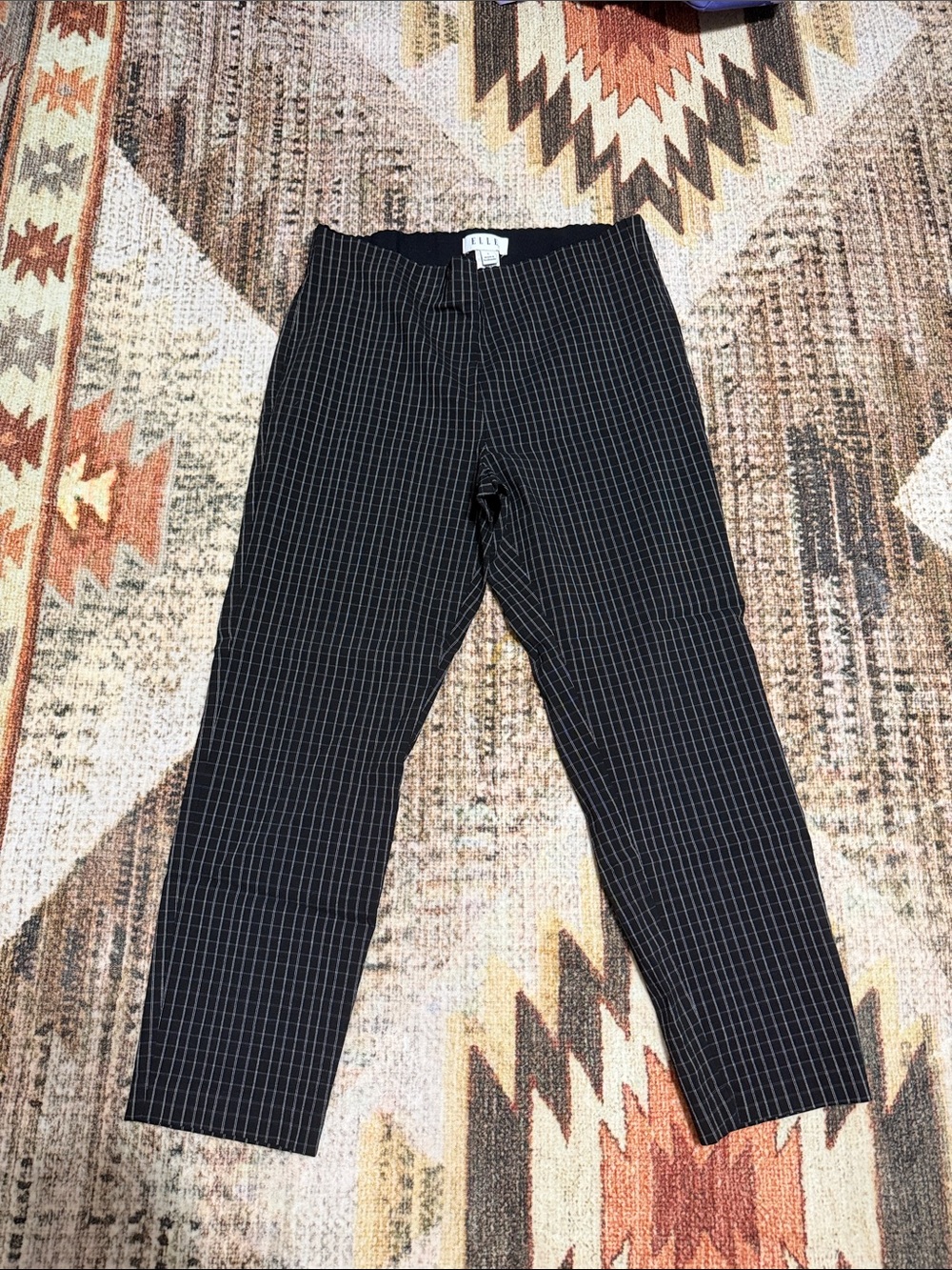ELLE Maurice’s Pull-On Skinny Fit Ankle Dress Pants Black Pinstripe